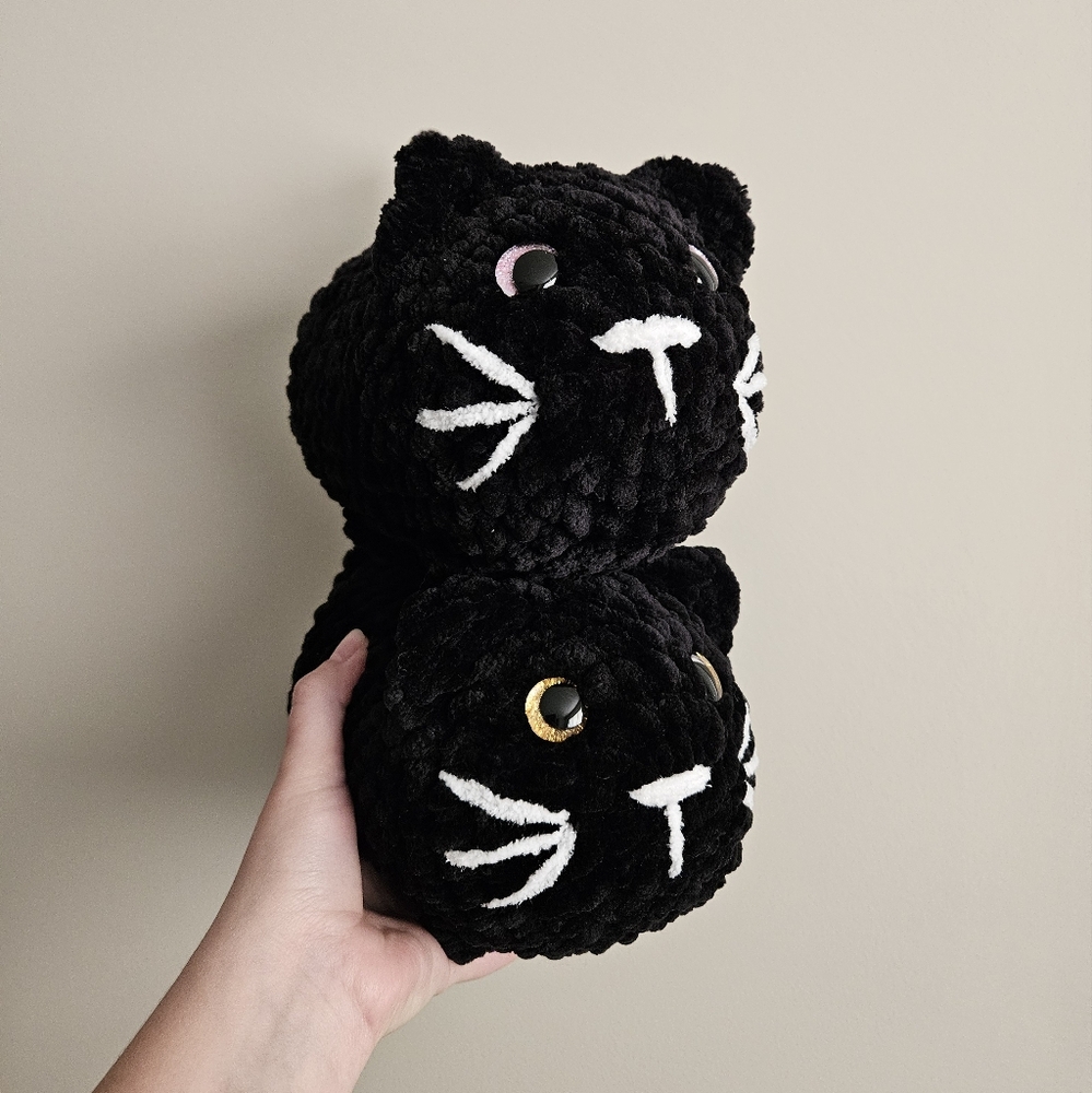 Handmade Crochet Black‎ Loaf Cat Plush Toy Children's Kids Present